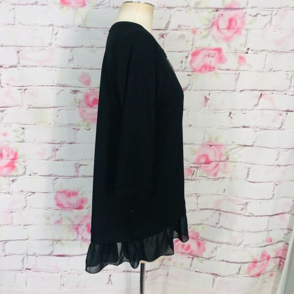 🔥5 for $25 sale🔥 Logo lavish beaded faux layered 3/4 sleeve blouse - Picture 3 of 6